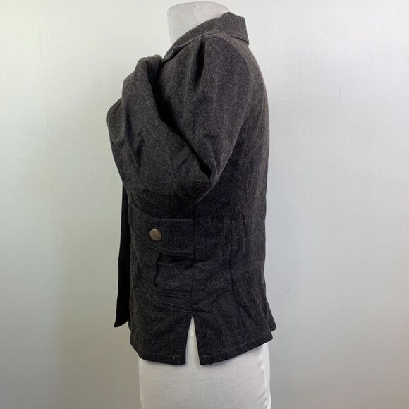 Vtg Anthropologie Burning Torch Wool Zip Blazer Coat S Brown Jacket Academia Y2K - Picture 10 of 15